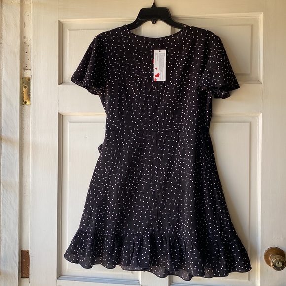 Relipop Black Polka dot Wrap Dress Size M - Picture 4 of 6